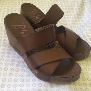 Blowfish Brown Faux Leather Wedges